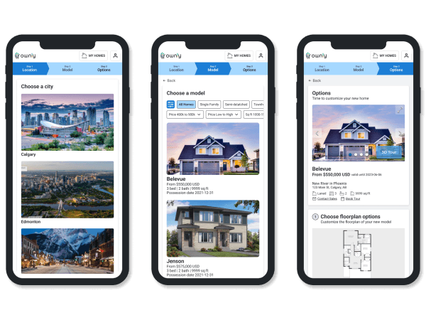 Ownly Build & Price interface