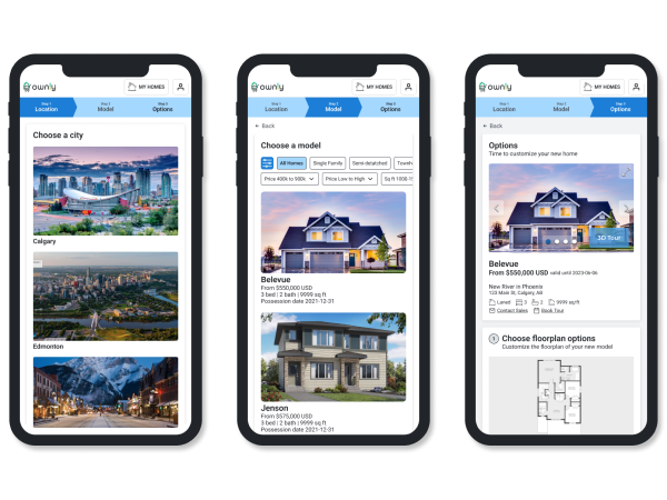 Ownly high fidelity mobile designs